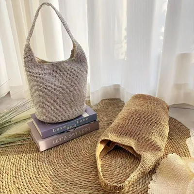 Handwoven Large-Capacity Vacation And Commute Woven Tote Bag