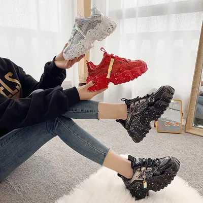  Spring New Fashion Bright Face Muffin Shoes Thick Soled Father Shoes College Wind Net Red Ins Sports Shoes Women's Wholesale
