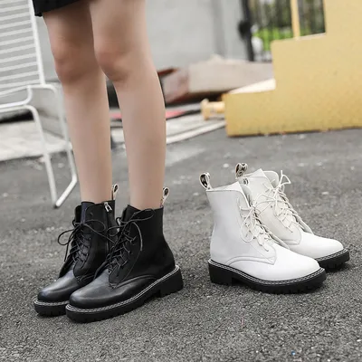 All-match Handsome Motorcycle Thick Heel Martin Boots Women