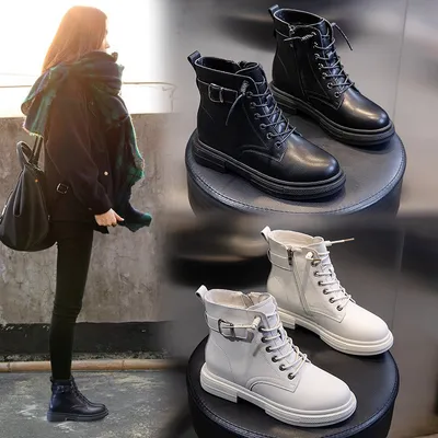 All-match Casual Women's Boots In The Tube Thick With Fleece Ankle Boots
