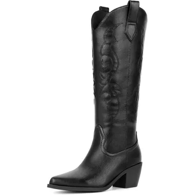 Womens Knee-High Western Boots Country Boots Side Zipper