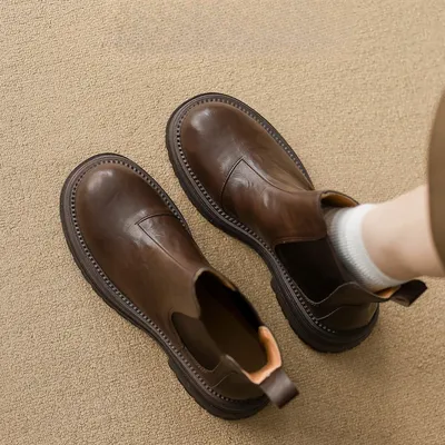 Retro British-style Thick-soled Ankle Boots For Women