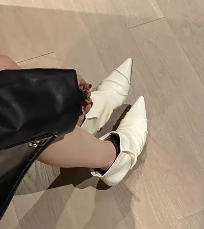 2026 New Fall Women French Style Pointed Toe Stiletto High Heel Elegant Sexy Ankle Boots