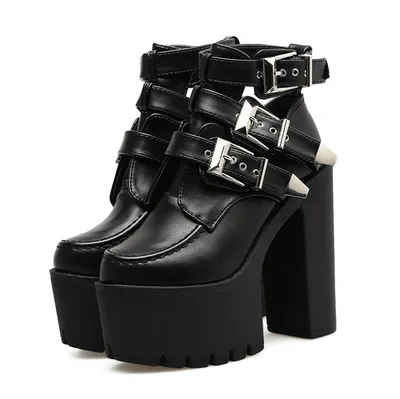 15CM hate sky high thick bottom with waterproof platform round head women's booties