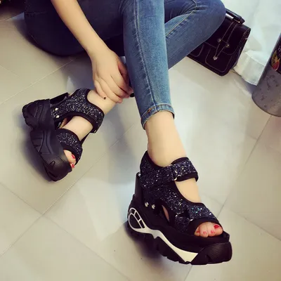  Women'S Thick-Soled Wedges Platform Platform Platform Shoes Casual Shoes Women'S Increase