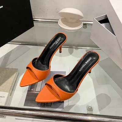 2026 New Patent Leather High Heel Slide Sandals, One Strap Pointed Toe Stiletto Slippers, Elegant Summer Party Footwear