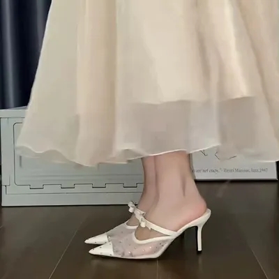 2026 Spring New Arrival Women's French Style Pointed Toe Stiletto Heel Sandals, Elegant Slim Fit Sexy Fashion High Heels