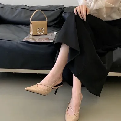 2026 Early Spring New Korean Style Women Pointed Toe Stiletto Heel Backless Shallow Cut Pumps, Elegant Mature Style Closed Toe High Heel Sandals