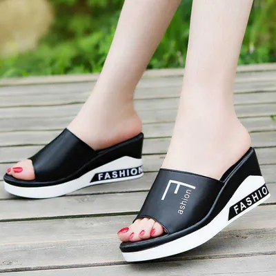  New Wedge Heel Mid-Heel Slippers Women