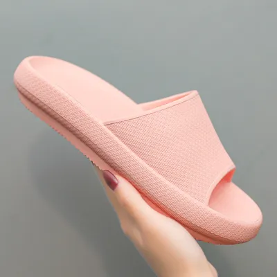  New Step On The Shit Feeling Beach Summer Thick-Soled Couple One-Word Slippers Home Bathroom Slippers