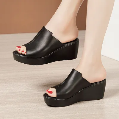 New Sponge Cake Thick Bottom Fish Mouth Slippers