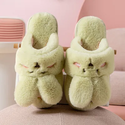 A Pair Of Home Cotton Slippers For A Lovely Couple In Winter Indoor
