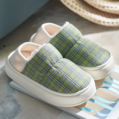 Ankle Wrap Cotton Slippers Home Indoor Warm Fleece-lined Platform Confinement Shoes