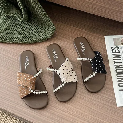 2026 New Arrival Luxury Flat Slippers For Women, Fairy Style One-Strap Slide Sandals, Dress Matching Beach Casual Summer Slides