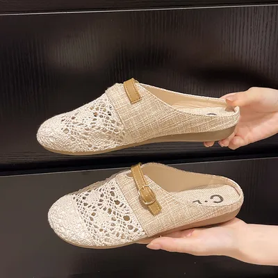2026 Summer New Women's Virgent Hollow Out Breathable Slide Sandals, Gentle Evening Style Popular Mules