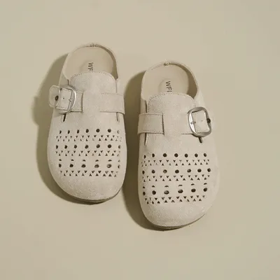 2026 Spring & Summer New Slip-on Breathable Women's Birkenstock Style Shoes, Hollow Platform Closed Toe Lazy Mules For Outdoor Wear