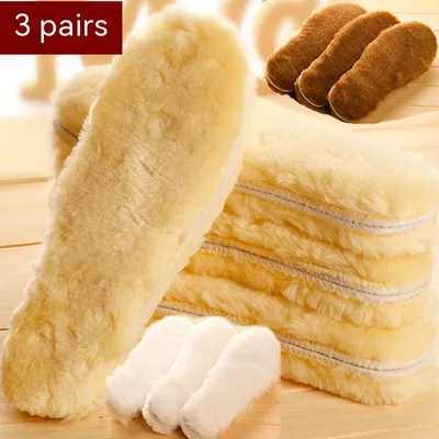 3 Pairs Of Cotton Insole Wool-like Thickened Deodorant Fleece Damping Thermal Insole