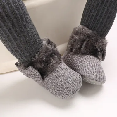 0-1 Years Old Men And Women Baby Snow Boots Bow Knitted Babies' Shoes