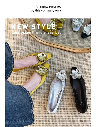 2026 Spring New Arrival Square Toe Flats For Women, Pointed Toe  Slip-On Shoes Soft Sole Ballet Flats Must-Have For Wide Leg Pants