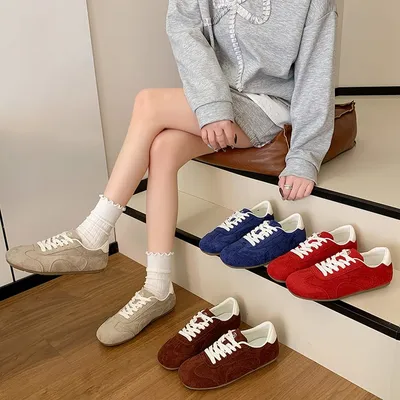 2026 Spring & Autumn New Arrival Anti-slip Suede Fashion Shoes, Low-top Casual Outdoor Solid Color Sneakers