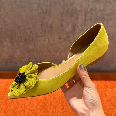 2026 New Women's Niche Floral Mary Jane Shoes, Versatile Soft Upper Pointed Toe Low Cut Fashion Flats