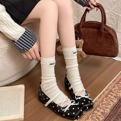 2026 Spring New Women's French Bow Low-Cut Platform Mary Janes, Hidden Lift Soft Sole Flats For Matching Dresses