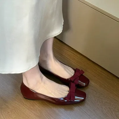 2026 Gentle Fairy Style Low Cut Flat Shoes Vintage Spring Autumn Bow Dress Matching French Pumps