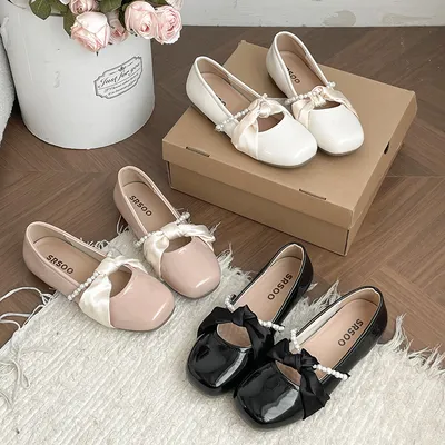 Women Sweet Elegant Satin Big Bow Pearl Strap Mary Jane Flats, Round Toe Glossy Patent Leather Slip On Wedding Bridal Gentle Casual Daily Doll Ballerina Loafer Slippers