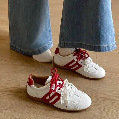 2026 New Women Retro German Trainers, Versatile Soft Sole White Sneakers, Fashion Casual Skate Shoes For Summer