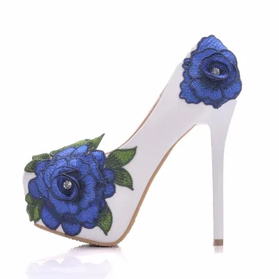 14 Cm High Heels Mikhaki Big Flower Banquet High Heels Stiletto Round Toe Waterproof Platform Single Shoes Foreign Trade Large Size
