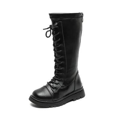  Autumn New Girls Leather Boots Rear Zipper Student Casual Shoes