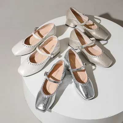 2026 Spring New French Square Toe High Heels For Women, One Strap Buckle Elevator Elegant Versatile Evening Pumps