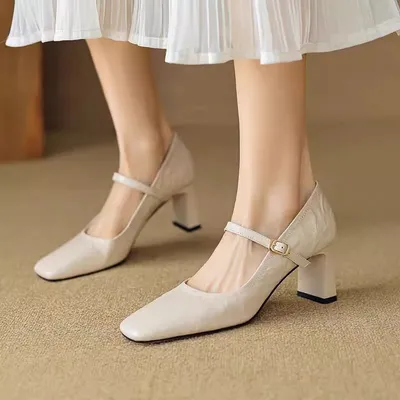 Womens Retro Soft Sheepskin High Heels