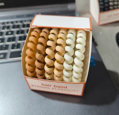 High-elastic telephone cord hair ring-light coffee + khaki + rice-6 pieces-1 box