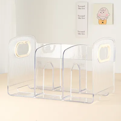 Integrated bookshelf-3 compartments-transparent-PET-1 piece