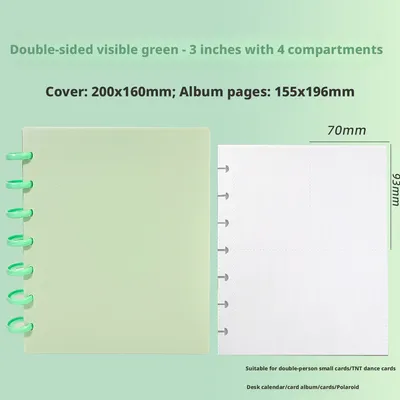 Mushroom button card book-3 inches, 4 squares, 120 card spots-green-pp-1 piece