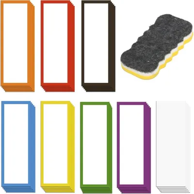 40-piece Set Of Magnetic Blackboard Labels In 8 Colors, Suitable For School And Office Whiteboards And Refrigerator Boards