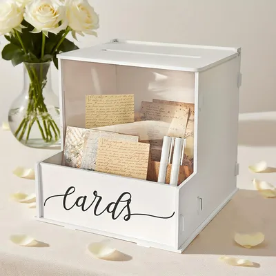 Elegant White PVC Rectangular Wedding Card Box With Lockable Lid  Durable Decorative Gift Box For Wedding Money, Favors, And Party Gifts Suitable For Weddings, Birthdays, And Christmas Parties