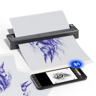 12pc M8 Thermal Printer Transfer Machine HD Inkless Tattoo Portable Bluetooth Universal For PC  Laptop