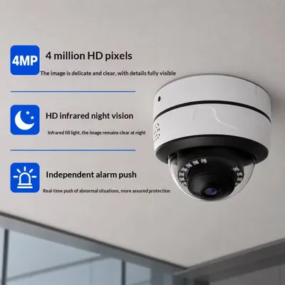 POE Surveillance Camera, Domehemispherical, Indoor, 4-megapixel High Definition