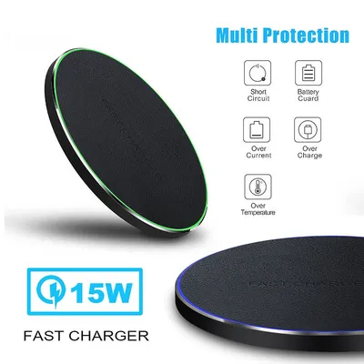  Fast Wireless Charger Disc Thin Leather Material For Apple Phone Headset