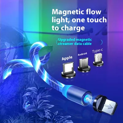 Colorful Streamer Mobile Phone Cable Magnetic Three-in-one USB Data Cable