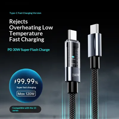 240W Fast-charging Data Cable For Smartphones And Car Use