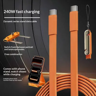 Silicone Dual Type-C Super-Fast Charging Stand Cable