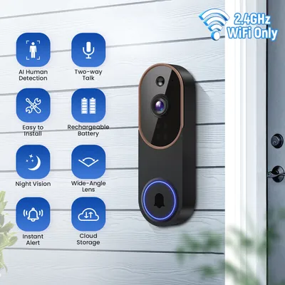 Smart Home Surveillance Camera Outdoor Wireless Doorbell HD Video Intercom Camera