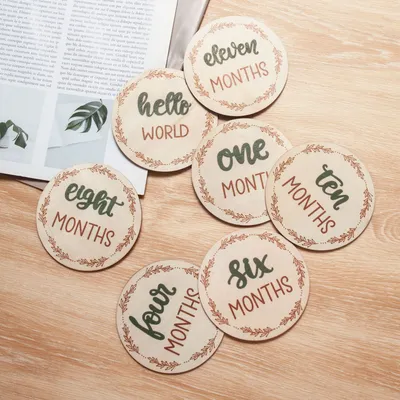 Baby Monthly Milestone Card Wooden Board