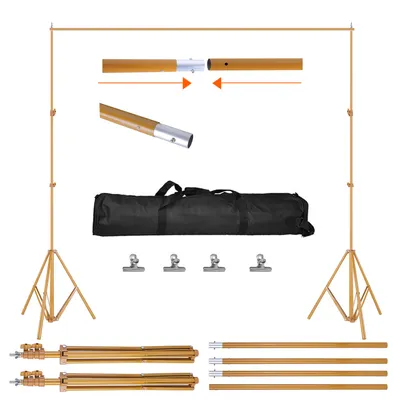 1Pc 6.5 Plus 10ft Photo Video Studio Backdrop Background Stand Adjustable Heavy Duty Photography Backdrop Support Stand Set With Carrying Bag Clamps