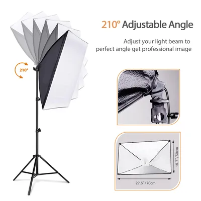 Studio Photography Light Kit Softbox Lighting Set Including 85W 3000K-6000K Bi Color Temperature LED Light Softbox Light Stand Boom Arm