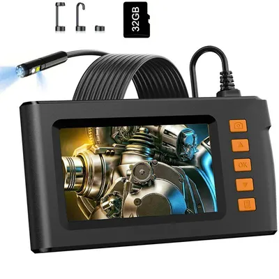 Dual-Lens Endoscope With Light, 4.3-Inch Screen, 32GB Memory Card, 16.5 Feet