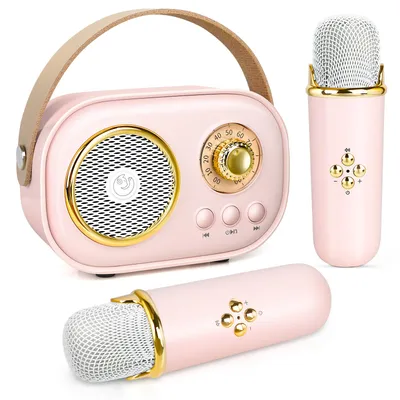 Etpark Kids Karaoke Machine Portable Bluetooth Speaker 2 Wireless Mics 6 Effects